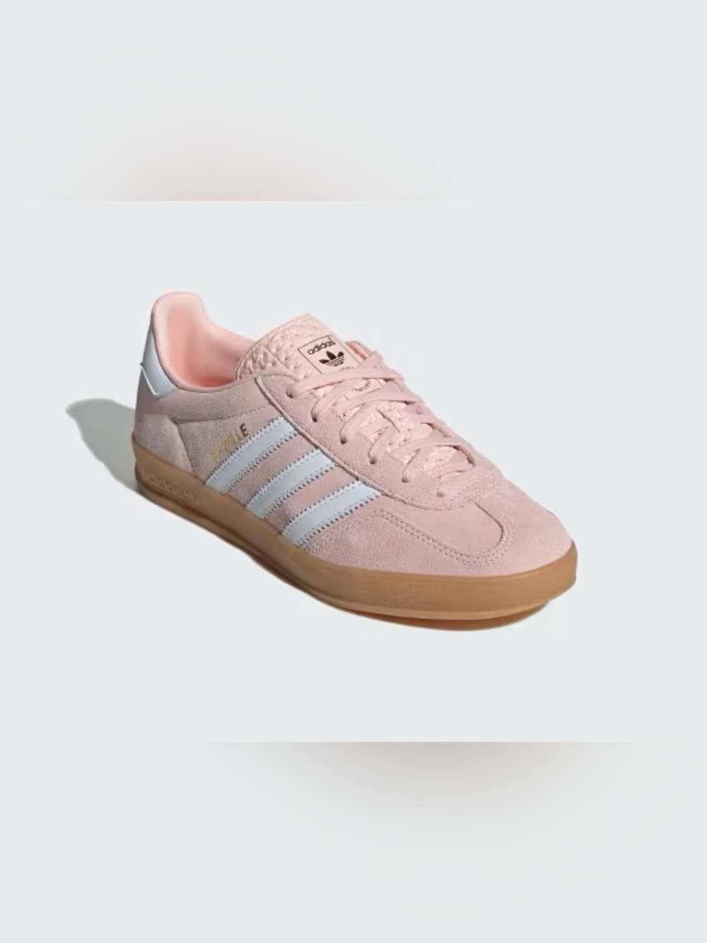 Adidas Gazelle Women’s Light Pink Suede Sneakers with White Stripes. - Picture 3 of 5